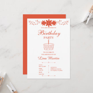 Terracotta Floral Birthday Invitation
