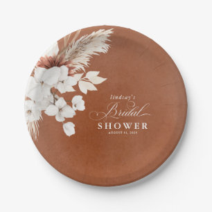 Terracotta Floral Boho Bridal Shower  Paper Plate