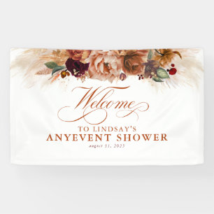 Terracotta Floral Boho Fall Party Shower Welcome Banner