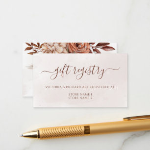 Terracotta Floral Boho Fall Wedding Gift Registry Enclosure Card