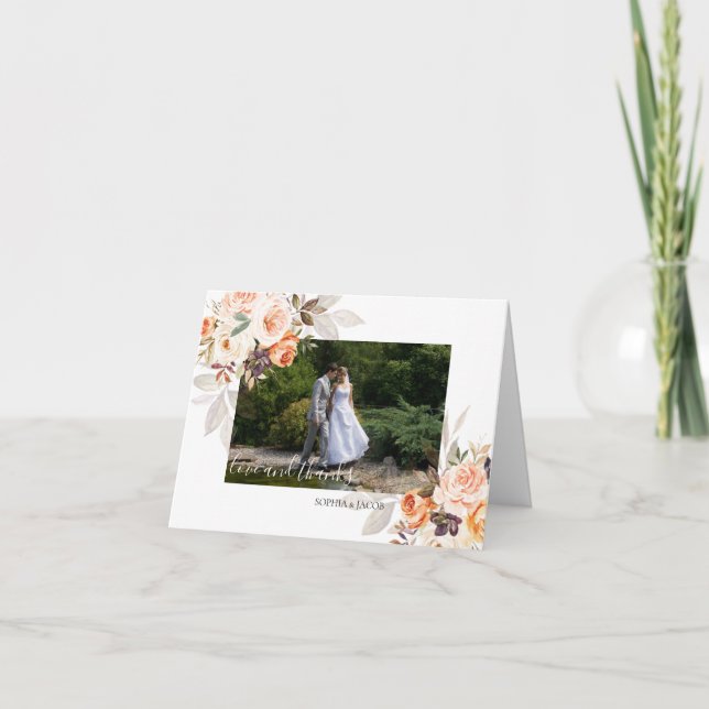 Terracotta Floral Boho Fall Wedding Thank You Card (Front)