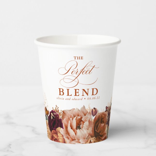 Terracotta Floral Boho The Perfect Blend Paper Cups (Left)