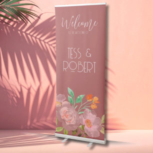 Terracotta Floral Boho Watercolor Retractable Banner