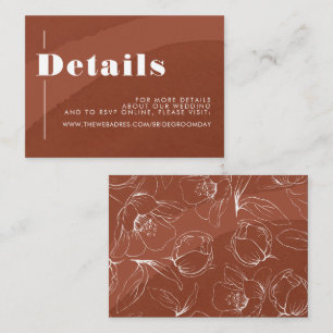 Terracotta Floral Boho Wedding Details Enclosure Card