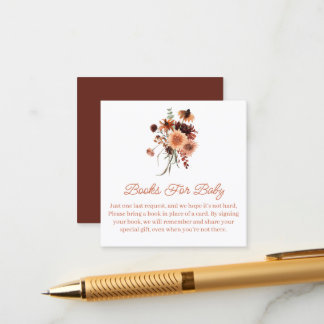 Terracotta Floral Books for Baby Shower  Enclosure Card
