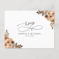 Terracotta Floral Botanical QR Code Wedding RSVP