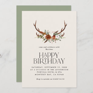 Terracotta floral botanical stag modern rustic inv invitation
