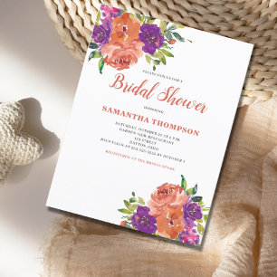 Terracotta Floral Bridal Shower Invitation Postcard