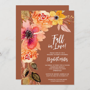 Terracotta Floral Bridal Shower Invitations