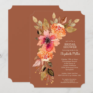 Terracotta Floral Bridal Shower Invitations