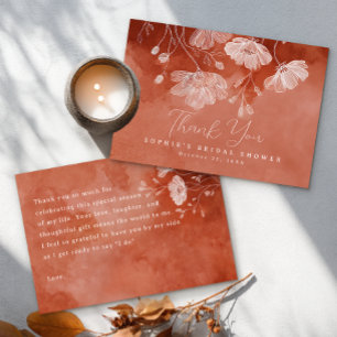 Terracotta Floral Bridal Shower Thank You Card