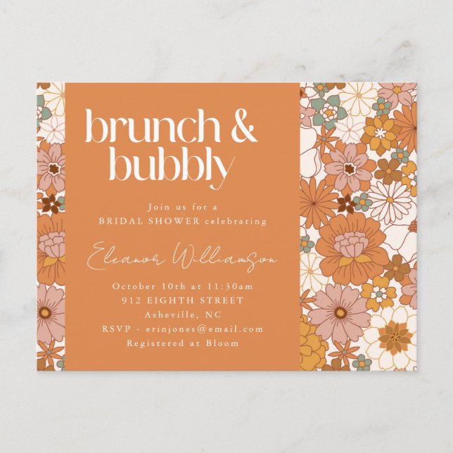 Terracotta Floral Brunch Bridal Shower Warm Earthy Postcard (Front)
