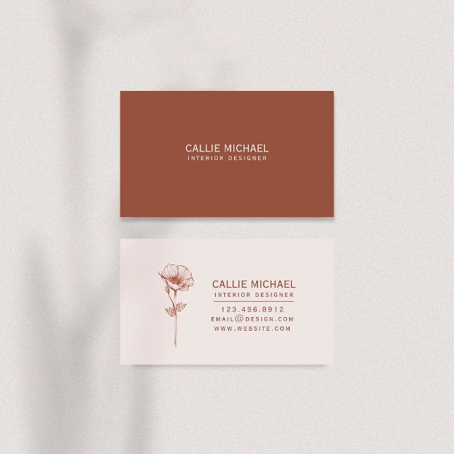 Terracotta Floral Business Card (Terracotta Floral Business Card  #terracotta #modern #simple #flower)