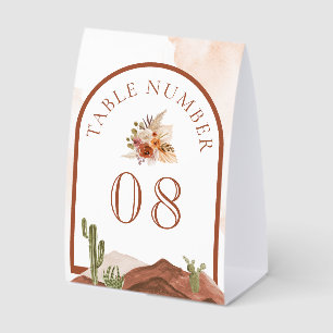 Terracotta Floral Cactus Wedding Table Number