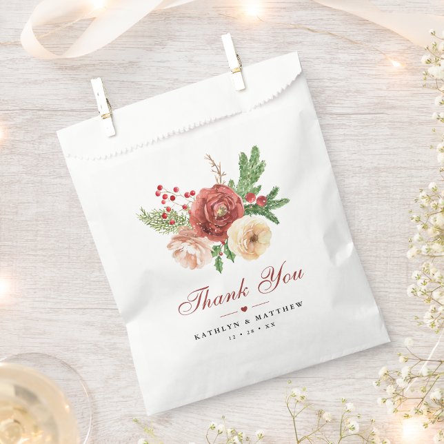 Terracotta Floral Christmas Pine Bough Wedding Favour Bags (Creator Uploaded)
