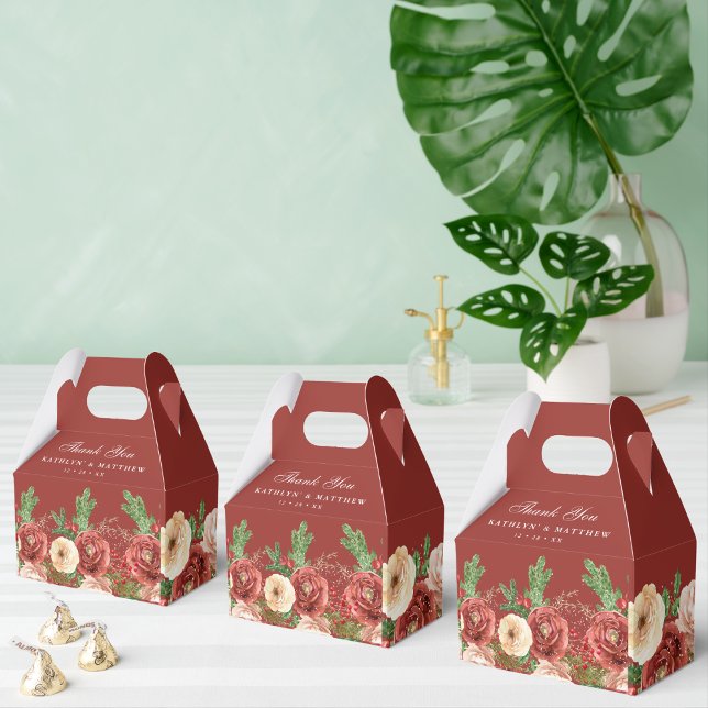 Terracotta Floral Christmas Pine Bough Wedding  Favour Box (Creator Uploaded)
