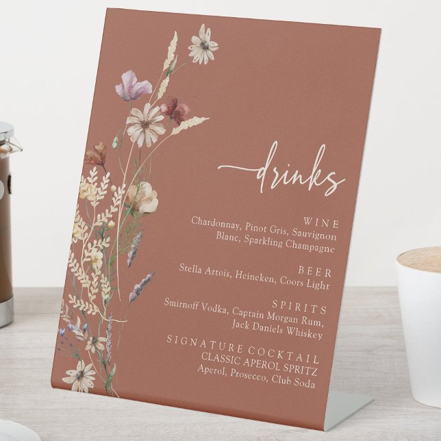 Terracotta Floral Drinks Sign (Terracotta Floral Drinks Sign by Painted Paperie
)