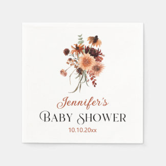 Terracotta Floral Fall Autumn Baby Shower  Napkin