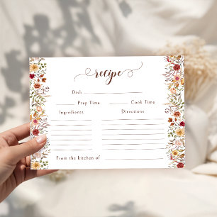Terracotta Floral Fall Bridal Shower Recipe Card