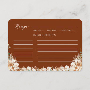 Terracotta Floral Fall Calla Lilies Bridal Recipe Enclosure Card