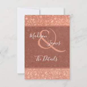 Terracotta Floral, Hearts Vines Wedding Insert Invitation