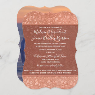 Terracotta Floral, Hearts Vines Wedding Invitation