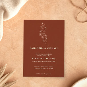 Terracotta Floral Indie Botanical Invitation