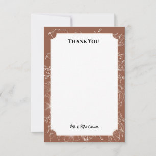 Terracotta Floral Line Art Wedding Thank You Card