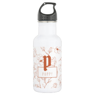 Terracotta Floral Monogram Name 532 Ml Water Bottle