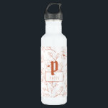 Terracotta Floral Monogram Name 710 Ml Water Bottle<br><div class="desc">Terracotta Monogram Flower Bridal Shower or Bachelorette Water Bottles. These cute bottles will be great for birthday party,  bridesmaid proposal,  or as bridal shower gifts. Bottles can be customised to include the first name and monogram.</div>