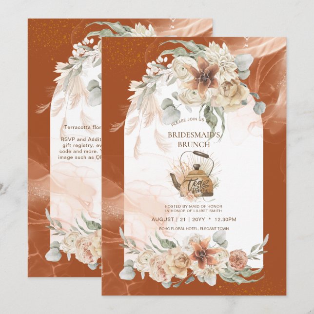 Terracotta Floral Pampas Grass BRIDESMAID'S LUNCH (Front/Back)