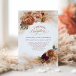 Terracotta Floral Pampas Grass Evening Reception Invitation<br><div class="desc">Pampas grass and terracotta,  rust shades flowers botanical elegant evening reception wedding invitations</div>