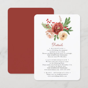 Terracotta Floral Pine Foliage Wedding Details Enc Enclosure Card