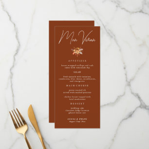 Terracotta floral Place Card Wedding Dinner Card