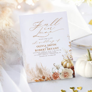 Terracotta Floral Pumpkins Fall Elegant Wedding Invitation