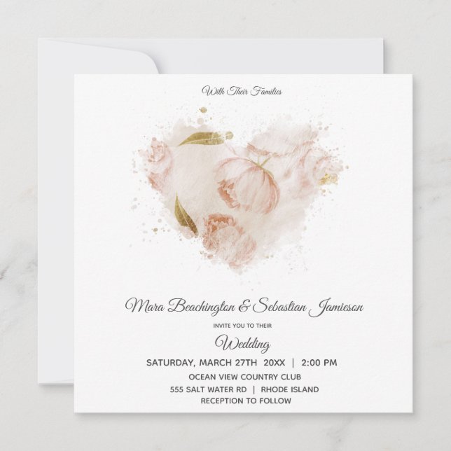 *~* Terracotta Floral QR RSVP Art AR26 Wedding  Invitation (Front)