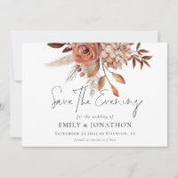 Terracotta Floral QR Wedding Save the Evening Date