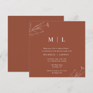 Terracotta Floral Rehearsal Dinner Invitation