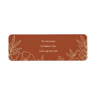 Terracotta Floral Return Address Label
