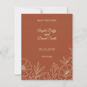 Terracotta Floral Save The Date Card