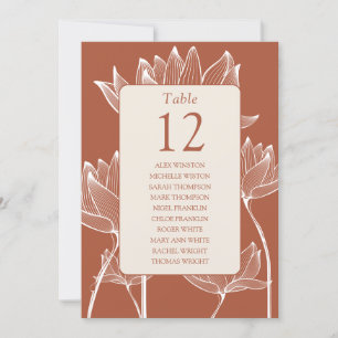 Terracotta Floral Table Number Seating Chart