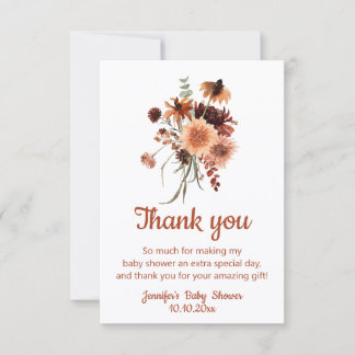 Terracotta Floral Thank You Baby Shower  Card