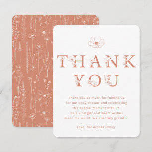 Terracotta Floral Thank You Card   Baby Shower