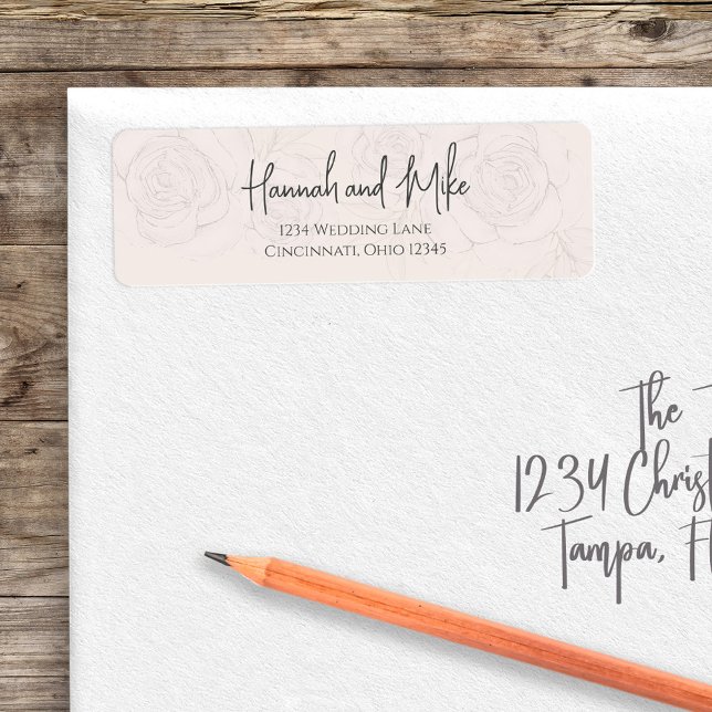 Terracotta Floral Watercolor Greenery Foliage (An elegant blush floral handwritten script-style return address label.)