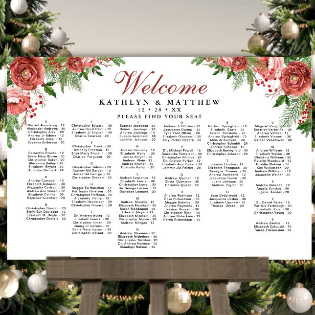 Terracotta Floral Wedding Alphabetical Seating Poster (Creator Uploaded)
