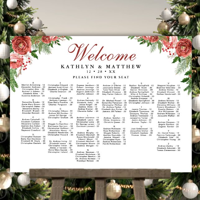 Terracotta Floral Wedding Alphabetical Seating Poster (Creator Uploaded)