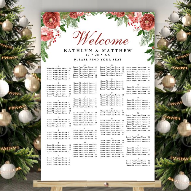 Terracotta Floral Wedding Alphabetical Seating Poster (Creator Uploaded)