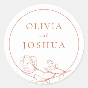 Terracotta Floral Wedding Classic Round Sticker