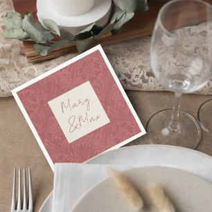 Terracotta Floral Wedding Cocktail Napkin