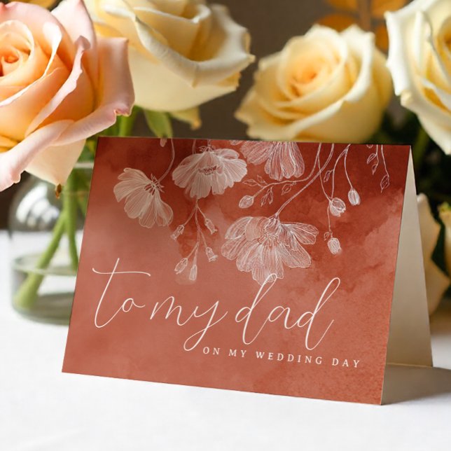 Terracotta Floral Wedding Day Card – To My Dad (DAD -on wedding day)
